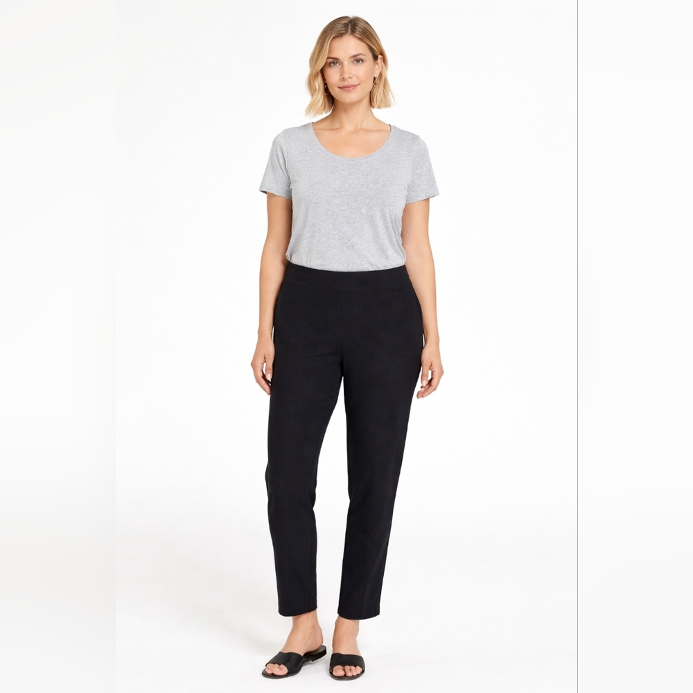 Eileen Fisher Black Stretch Crepe Slim Ankle Pants | Size S | Minimalist NWT